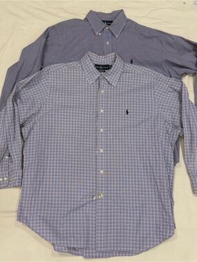 Ralph Lauren Lot of 2 Dress Shirts Mens Classic Fit Checkered 17 1/2 32/33